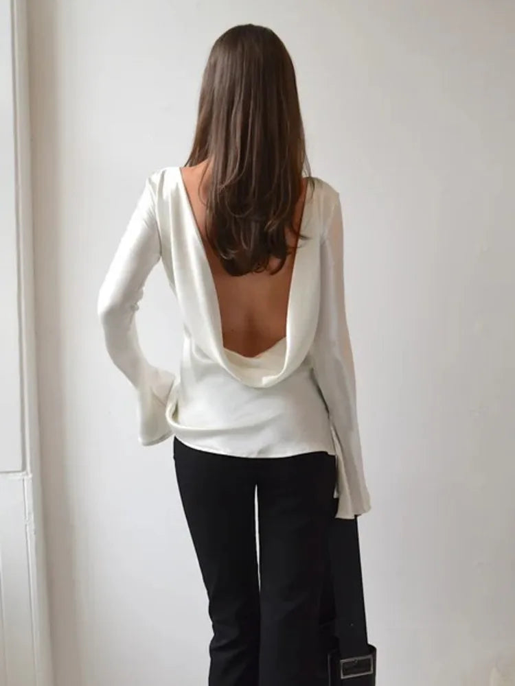 Long Sleeve Satin Slim Fit Top T-Shirt 