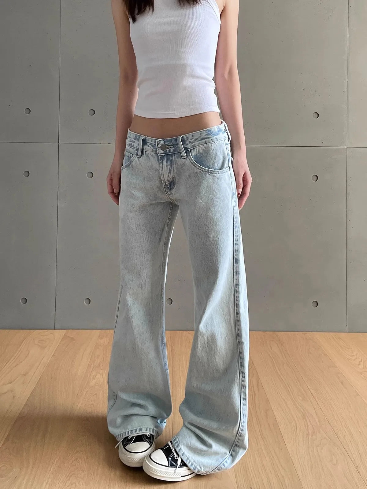 Y2K Vintage Aesthetic Streetwear Washed Jeans