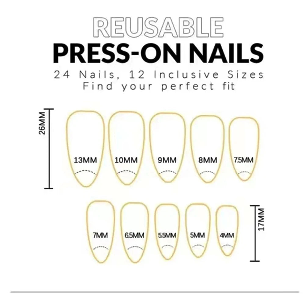 24Pcs Long T-Shaped Wearing Nail Art French White Line Nail DIY 