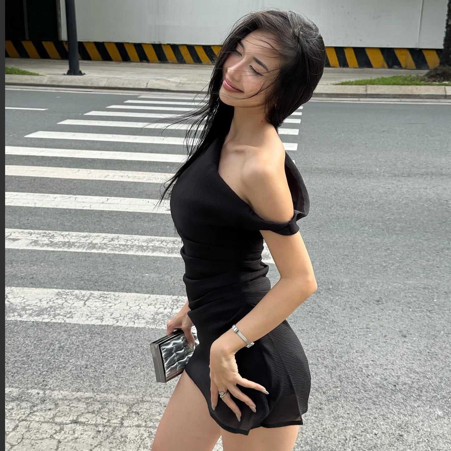 Slash Neck High Waist Bodycon Mini Dress