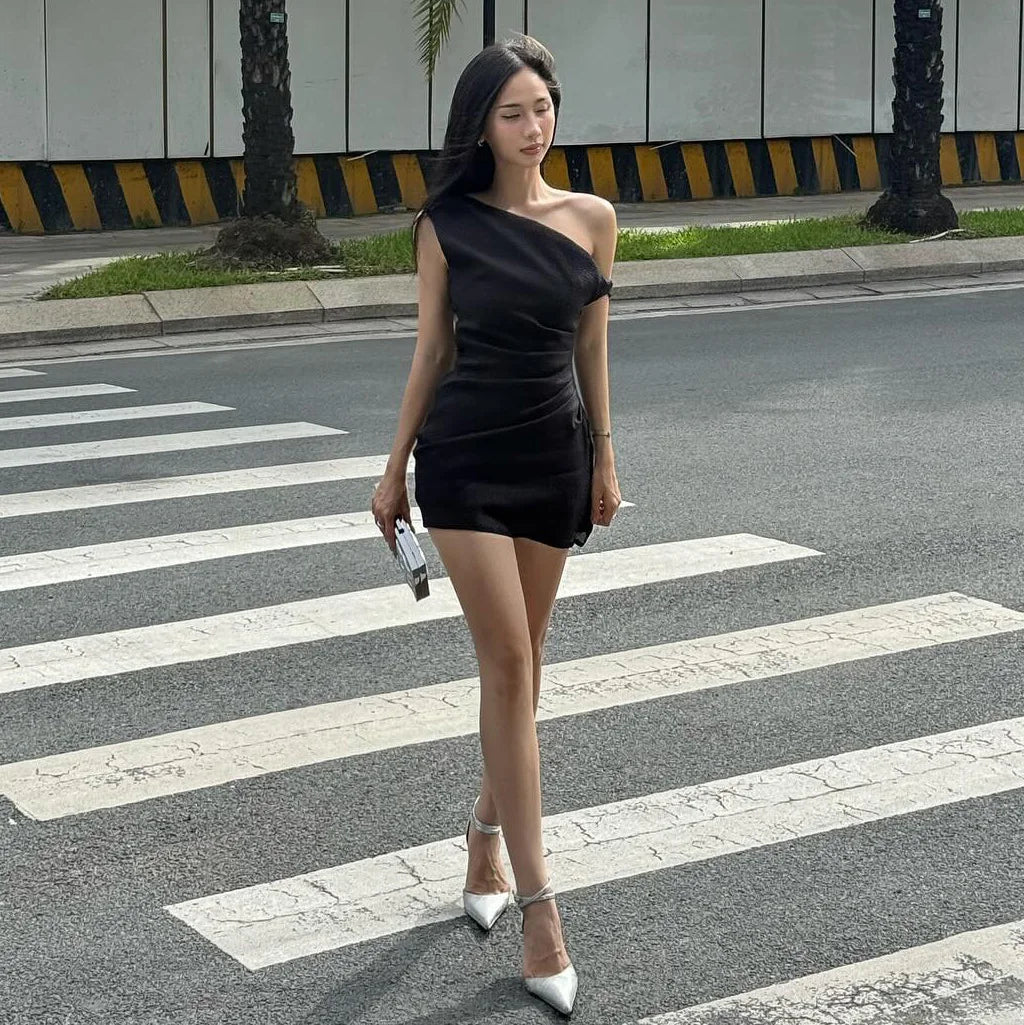 Slash Neck High Waist Bodycon Mini Dress