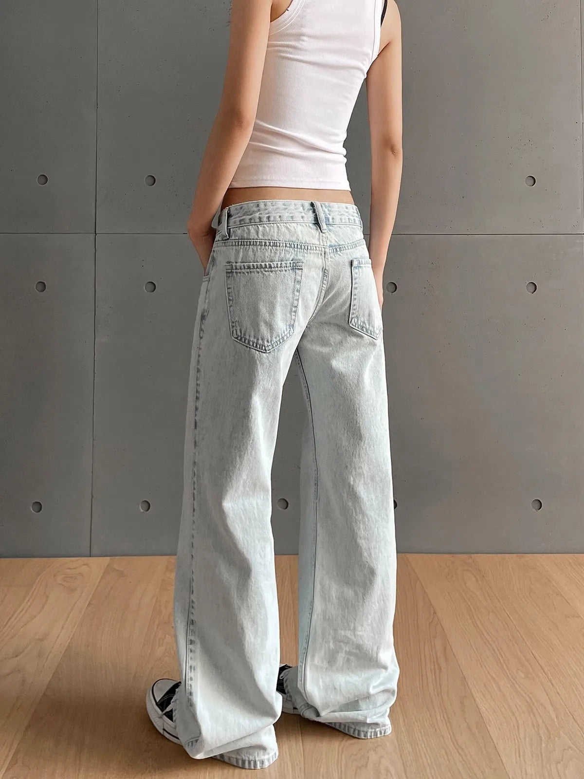 Y2K Vintage Aesthetic Streetwear Washed Jeans