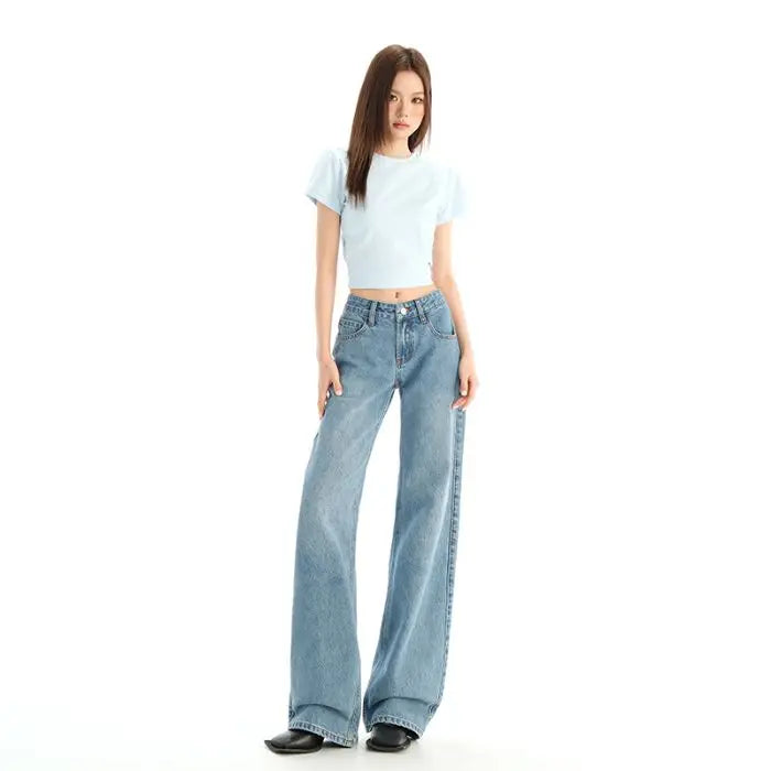 Y2K Vintage Aesthetic Streetwear Washed Jeans