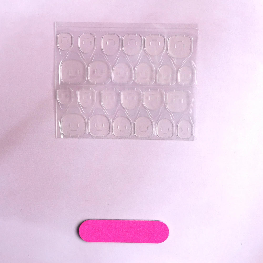 24Pcs Long T-Shaped Wearing Nail Art French White Line Nail DIY 