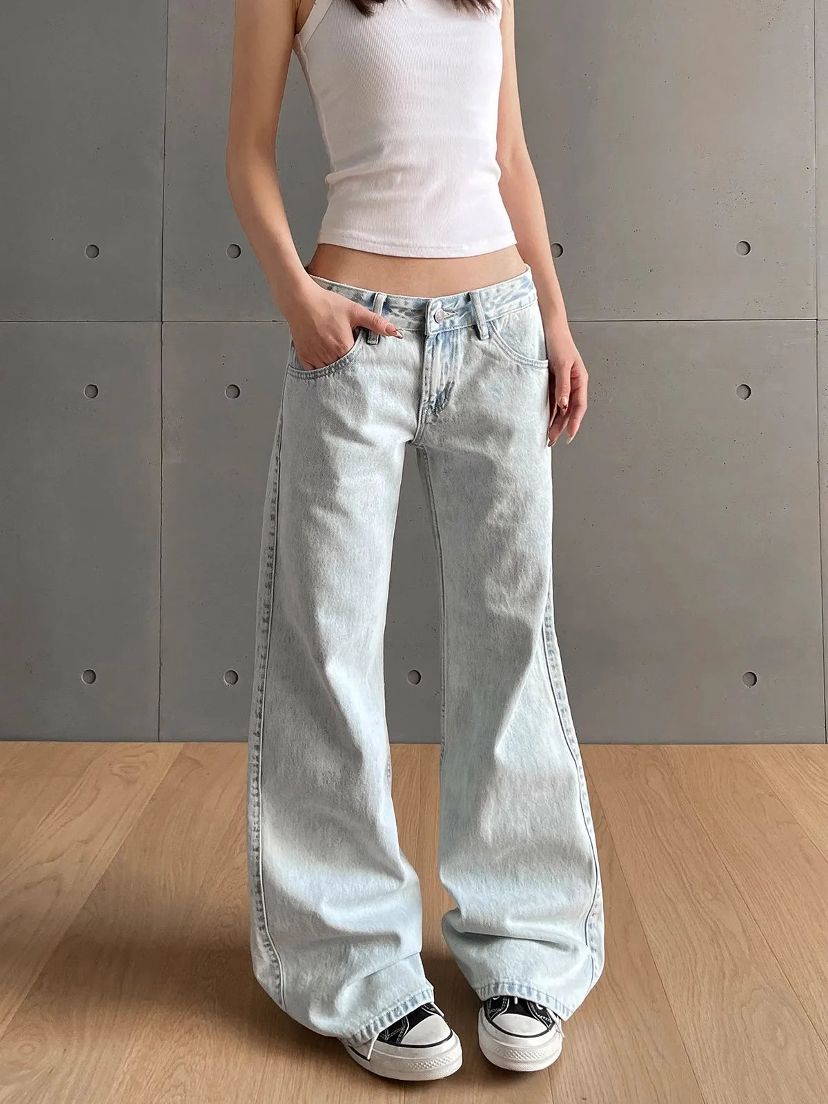 Y2K Vintage Aesthetic Streetwear Washed Jeans